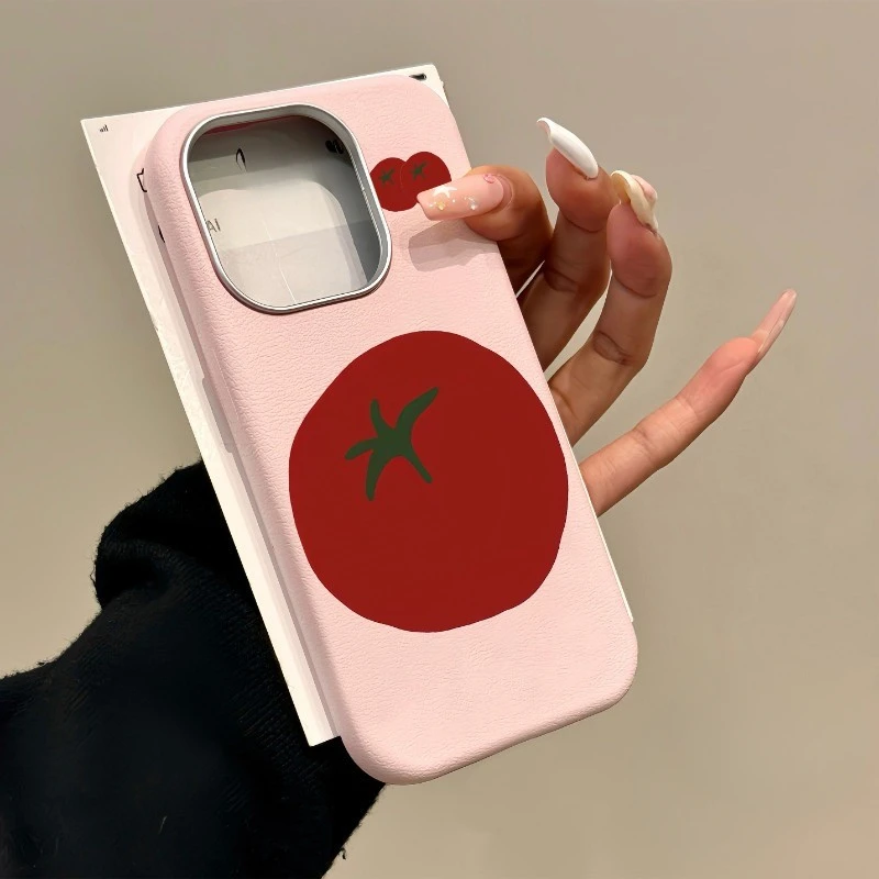 

For Realme 14 13 12 Pro Plus Lite 12X 10 4G 13+ 12+ 5G 4G Phone Case Leather Funny Big Tomato Pattern Soft Cover