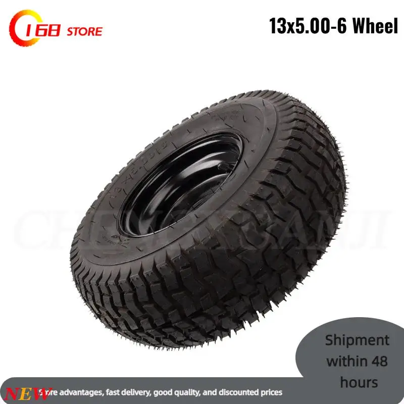 

Heavy Duty Rubber 13x5.00-6 / 13/5.00-6 ATV Tire - 6in Anti Slip Tubeless Vacuum Tyre with Black Rims for Go Kart & Golf Cart
