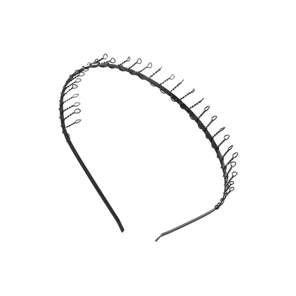 Creative Cross Wave Shape Headband Double Layer Spring Shape Thin Metal Hair Hoop Simple Headwear Men Hair Bands Children