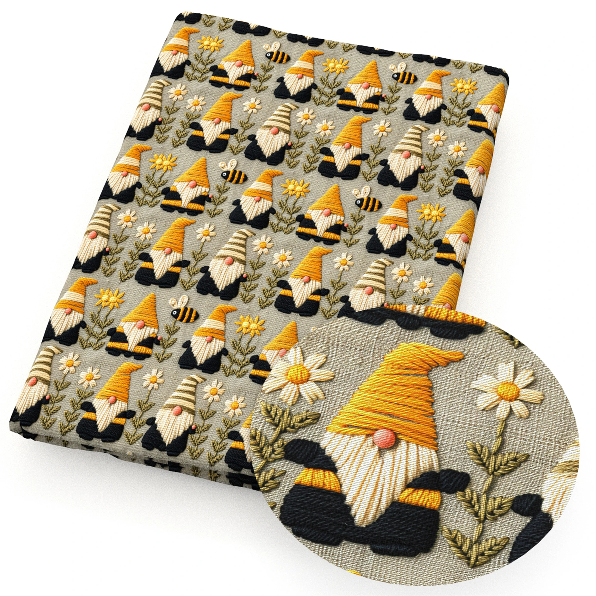 50*145cm Gnome 3D Imitation Printed Polyester/Pure Cotton/Satin Fabric Patchwork Sewing Quilt Fabric Needlework Cloth