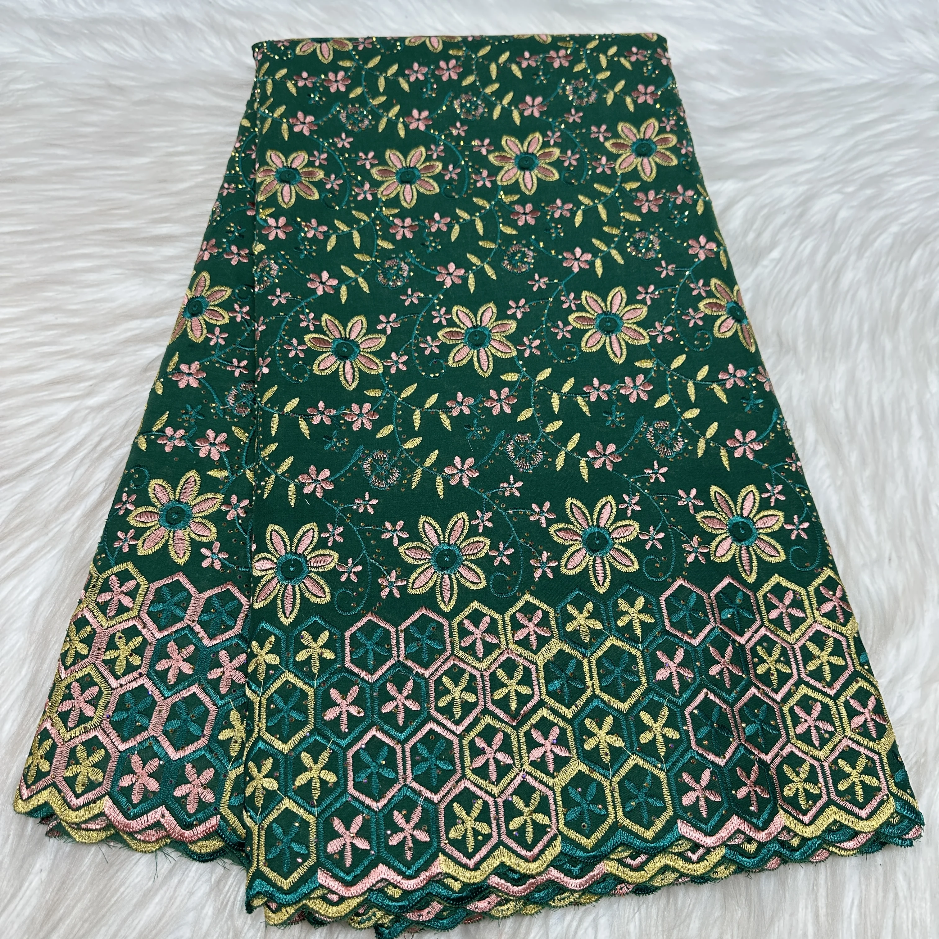 

2026 African Cotton Lace Fabric Embroidery 5 Yards Nigerian Swiss Voile Lace Fabrics Sewing For Women Wedding Party Dress