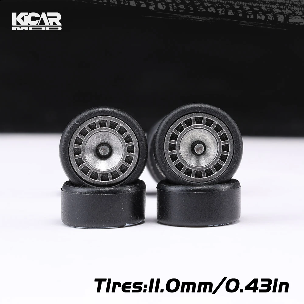 Kicarmod 1/64 Modellauto Abnehmbare Räder mit Gummireifen Umbauteile für Druckguss-Spielzeug Matchbox D:11mm 1 Set – Detail 17
