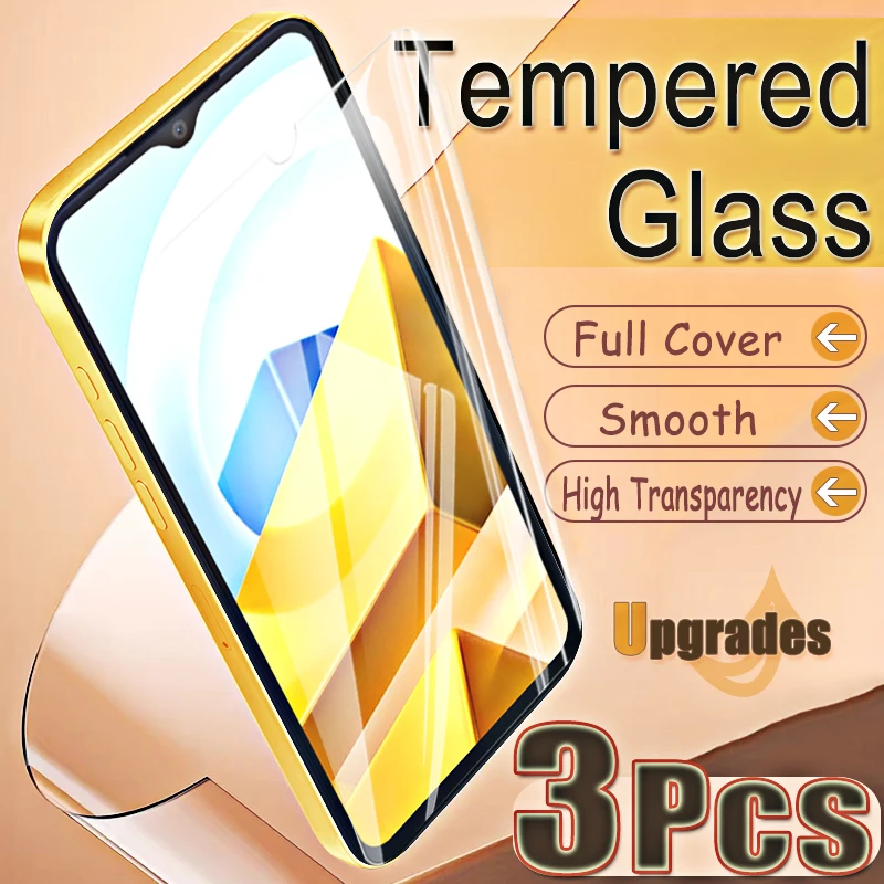 3PCS 9H Fingerabdruck-Entsperrschutz aus gehärtetem Glas für Xiaomi Poco M5 M 5 Anti-Explosion-Displayschutzfolien HD-Film vollständige Abdeckungen