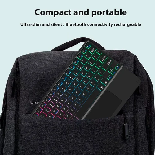Imagen 2 del producto Teclado Bluetooth para tableta, Android IOS, Windows, ratón inalámbrico, teclado retroiluminado arcoíris compatible con Bluetooth para IPad