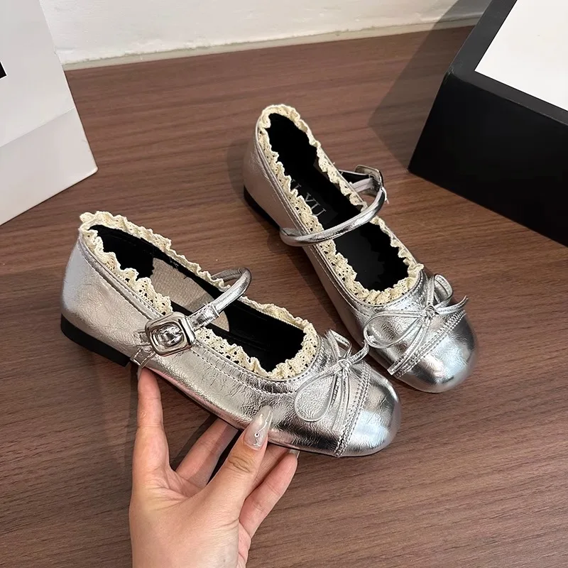 

New Style Luxury Women Flats Mary Jane Shoes Round Toe Shallow Ladies Casual Ballet Style Shoes Soft Leather Eelgant Dress Shoes