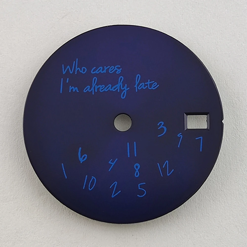 Quadrante dell'orologio da 28,5 mm Chi importa sono già in ritardo Quadrante nh35 Quadrante sterile Parti dell'orologio Nessun logo Quadrante dell'orologio adatto al movimento NH35/NH36