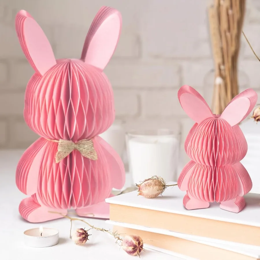 الوردي ورقة الأرنب التماثيل 5 بوصة 3 قطعة أرنب العسل أرقام للحلوى ديكور للطاولات صينية متدرجة هدايا الحفلات