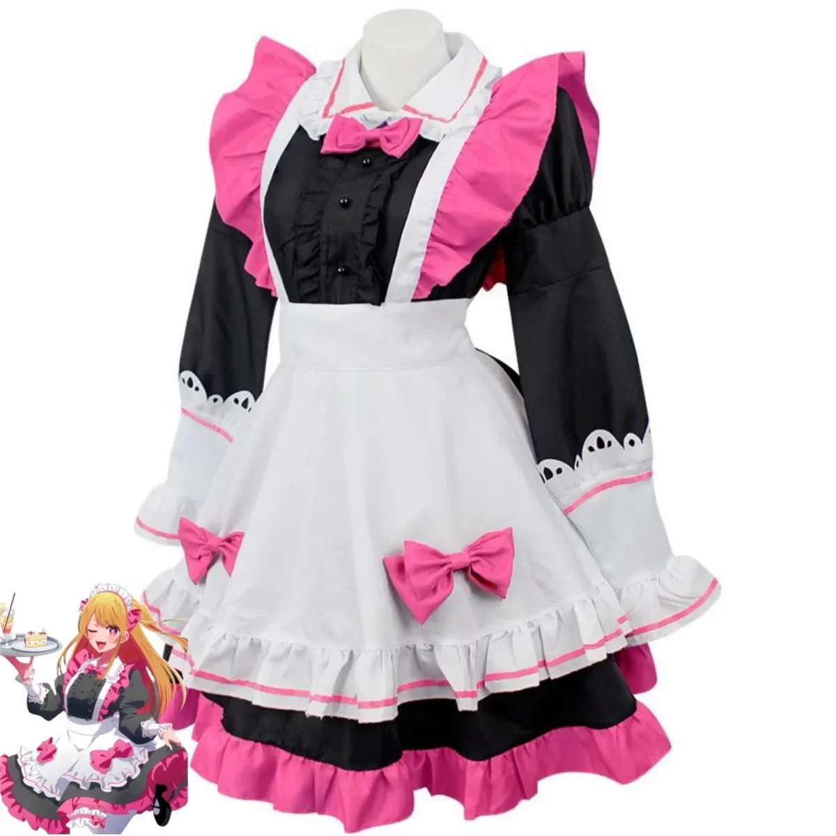 Hosh37Rubii Okr No Ko Cosplay Costume pour enfants, perruque blanche violette, robe de femme de chambre Lolita, carnaval d'Halloween trempé