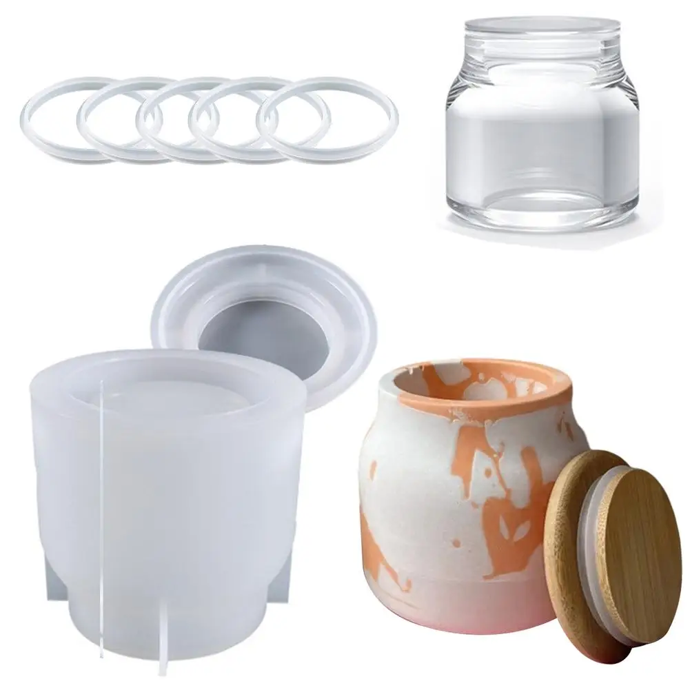 Silicone Candle Jar Molds With Lids Reusable Candle Making Supplies For Epoxy Clay Concrete Mold Cement Dropship