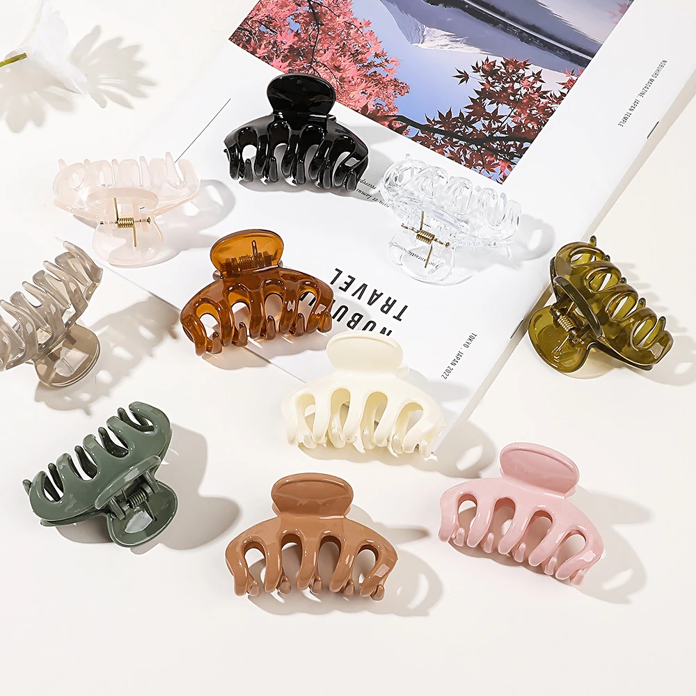 Frosted Small Hair Claw Women Acrylic Hair Claw Solid Color Hair Clamp Claw Clip Crab Hairpin Fashion Headwear Ponytail Holder