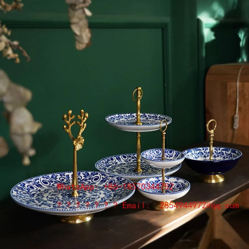 Ceramic Basket Fruit Plate Fruit Basket Single-layer Double-layer Art Snack Plate Luxury Home Decoration Storage Plate