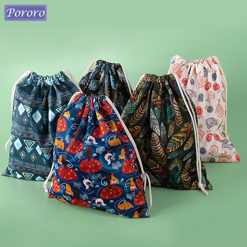 Bolsa para pañales de 25x30cm para bebé, Pul de cuerda, impermeable, portátil, de tela, húmeda, para exteriores, almacenamiento de artículos