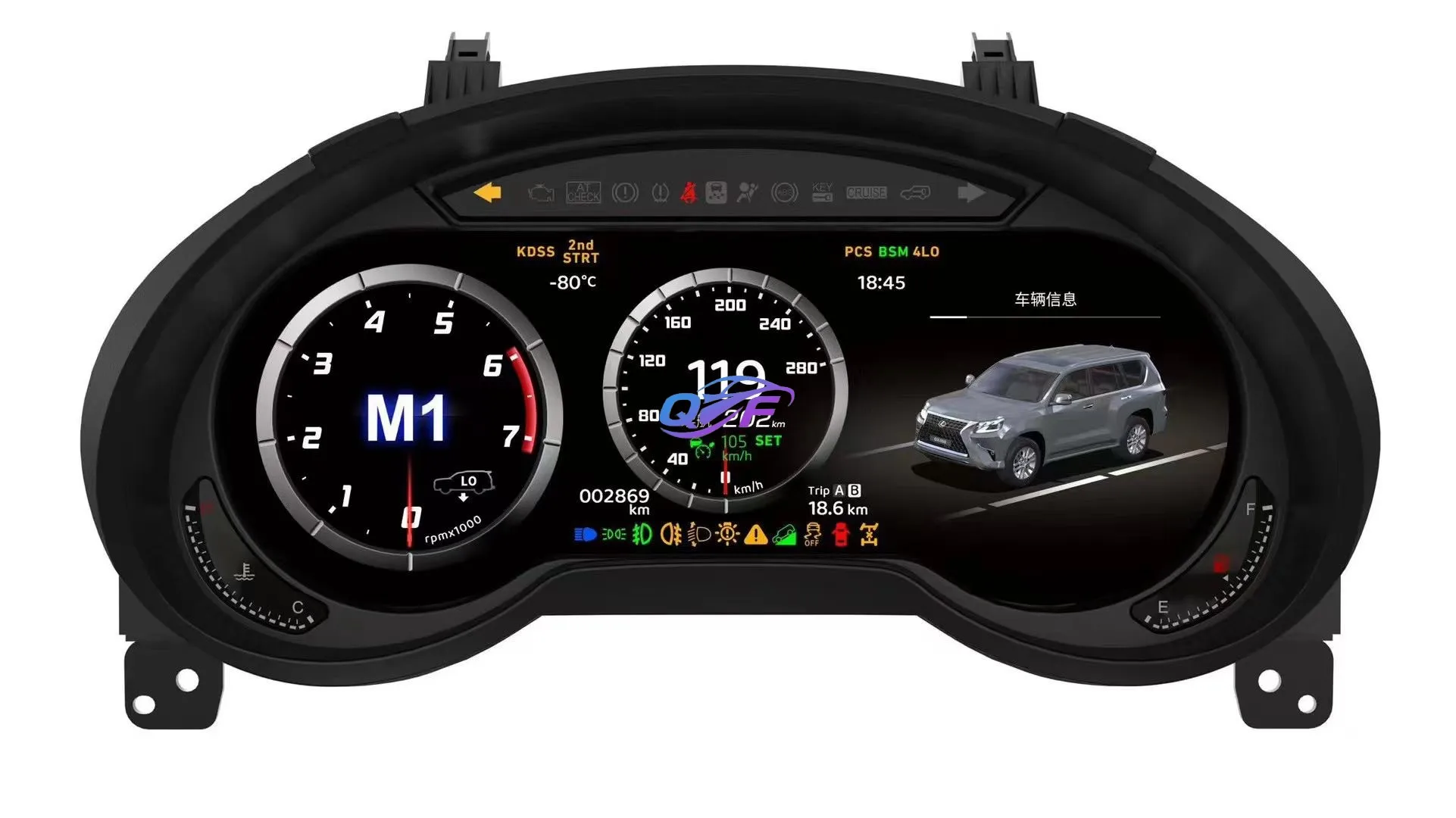 12.3-inch Linux System LCD Digital Dashboard for Toyota Prado 2004-2009 Virtual Cockpit Display Interior Retrofit Kit