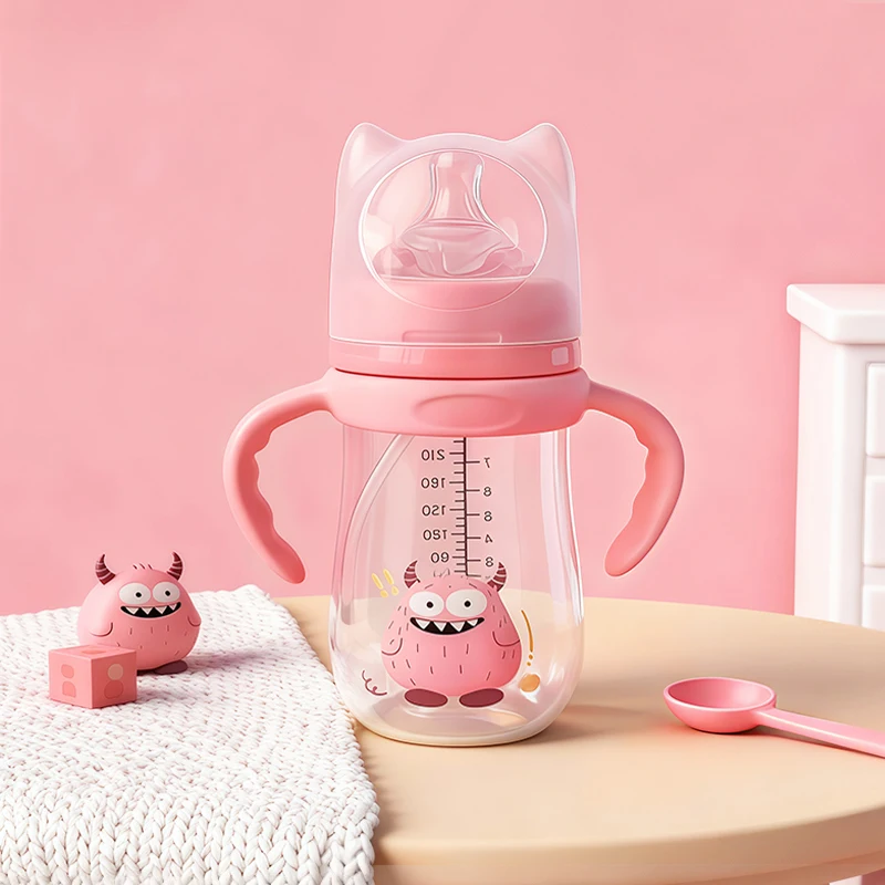 

260ml baby bottle with handle, easy to clean, feeding accessory for children, suitable for various occasions