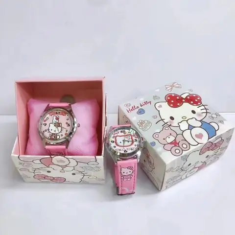 Kawaii Hello Kitty Kulomi Sanrio Digitalklocka i PU-läder, kanelbulle, anime, tecknad klocka, presentförpackning för barn 12 best sales Hello Kitty smartklocka för barn - №5
