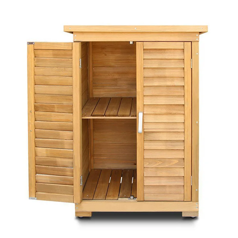 

Eco-Friendly Flat Pack Lockable Small Waterproof Cedar Timber Wooden Balcony Backyard Patio Garden Tool Shed Outdoor Storage