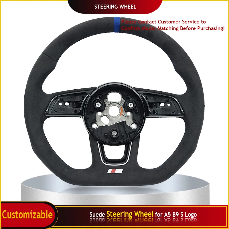 

Suede Flat Bottomed Sport Steering Wheel Suitable for Audi A5 B9 S Logo Automobile Upgrade Accessories Car Accessories