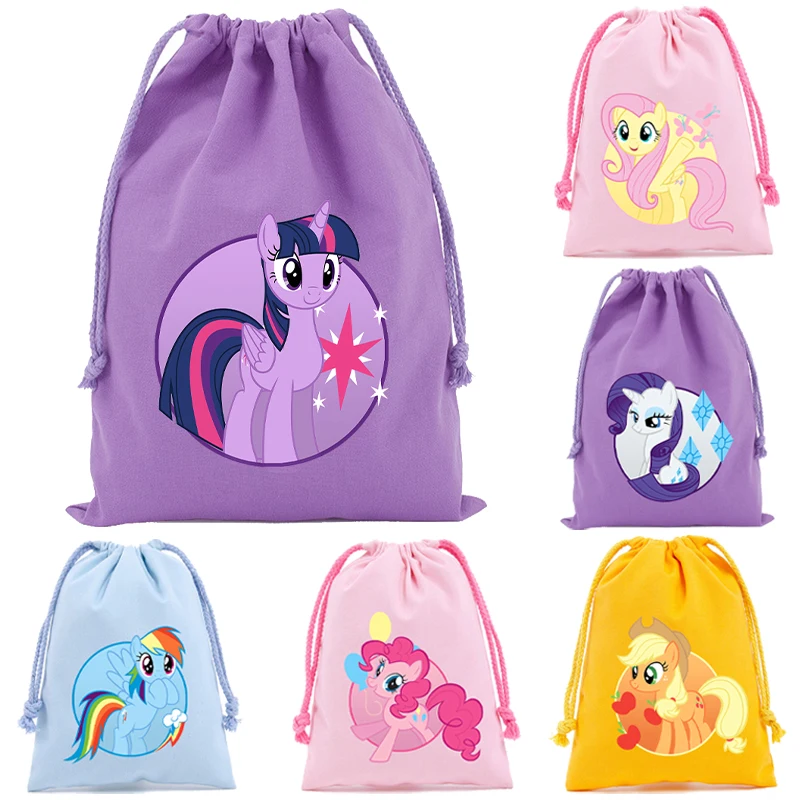 Сумки на шнурке My Little Ponys, сумка с милым мультяшным принтом, милая сумка для девочек, детские сумки для хранения конфет, детские подарки на день рождения