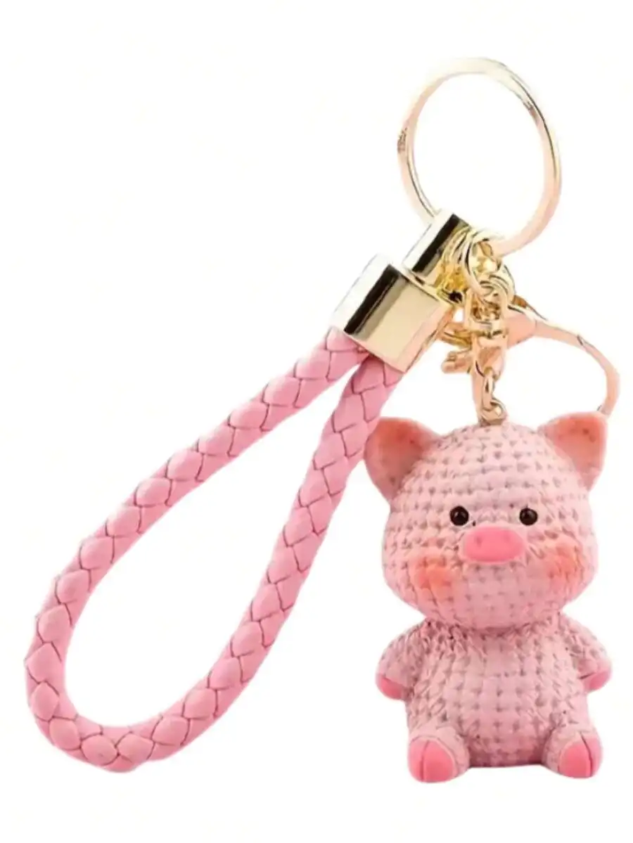 

1 Pc Cartoon Cute Pig Exquisite Small Animal Keychain Resin Doll Bag Pendant Car Keyring Female Charm Accessories Car Accessorie