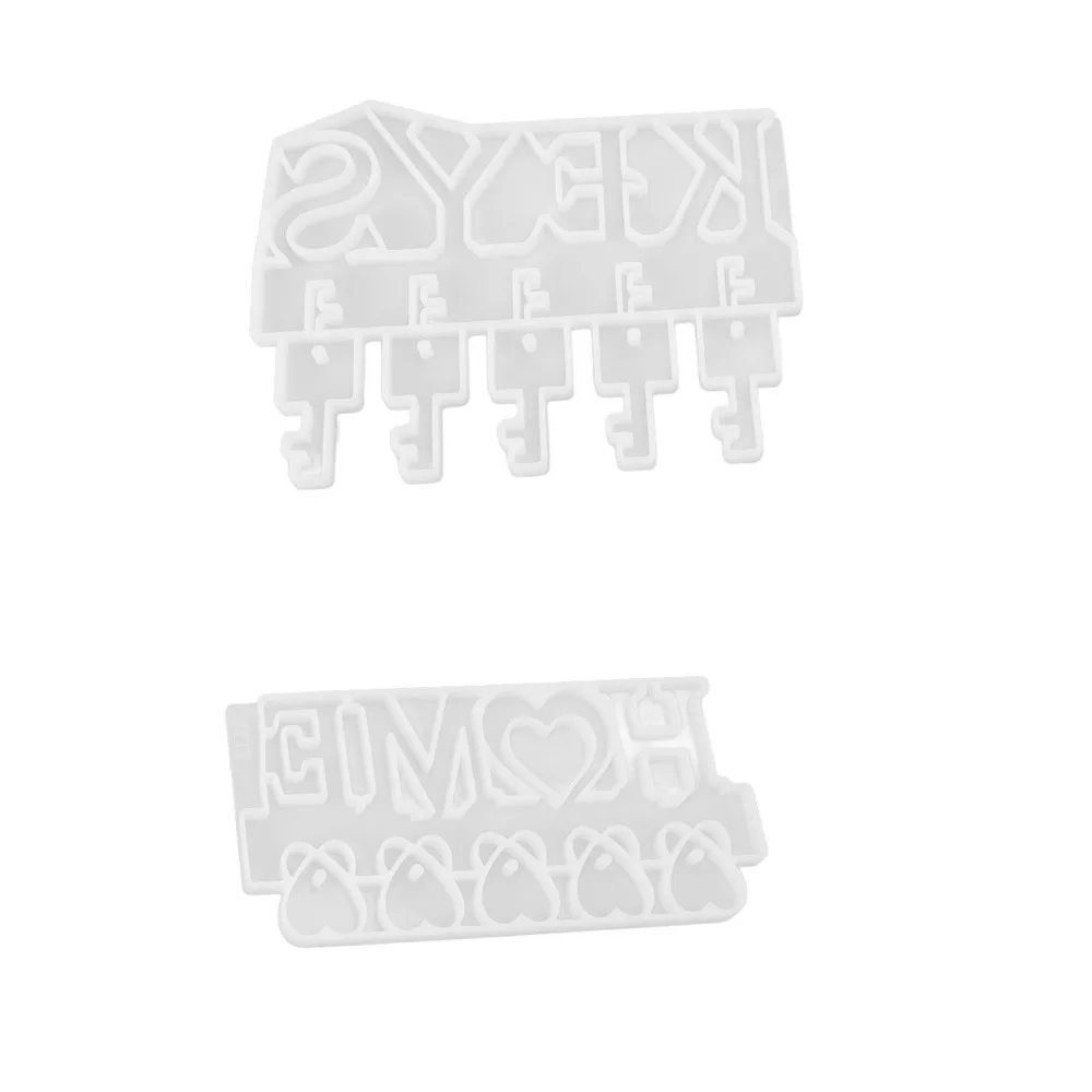 2Pcs White Key Holder Mold Silicone Different Specifications Resin Casting Mold Wall Mounted Key Hanger Mold Jewelry Making