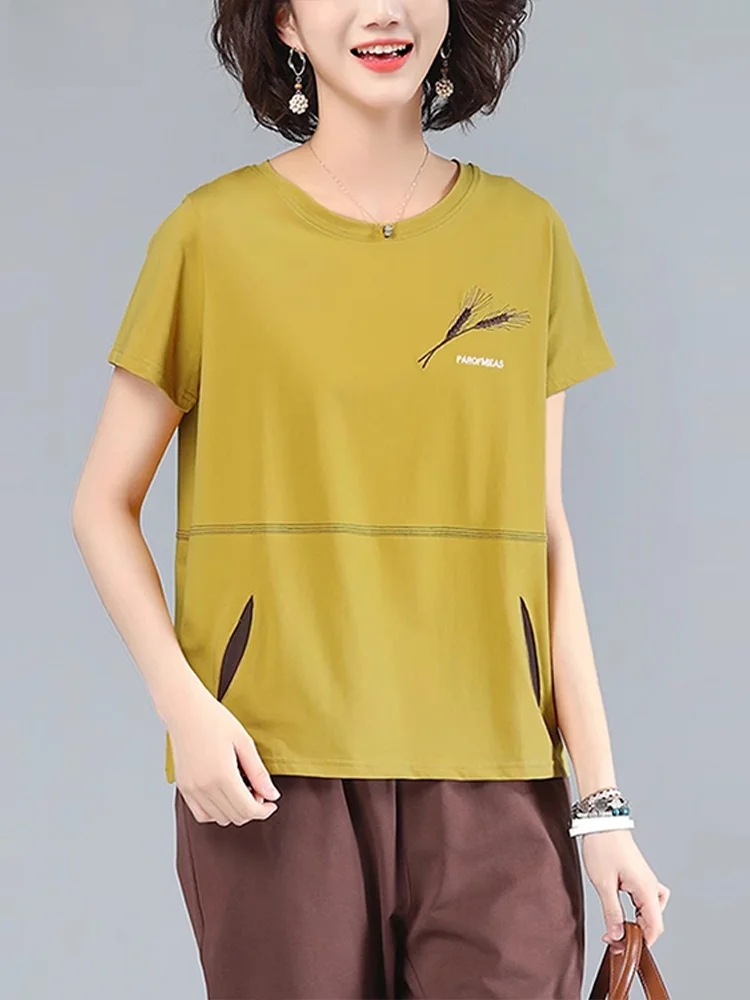 

Свободная женская футболка из молочного шелка ort Sve Summer Faionable Top Korean Sle round Ne Regular Fit с мультяшным принтом