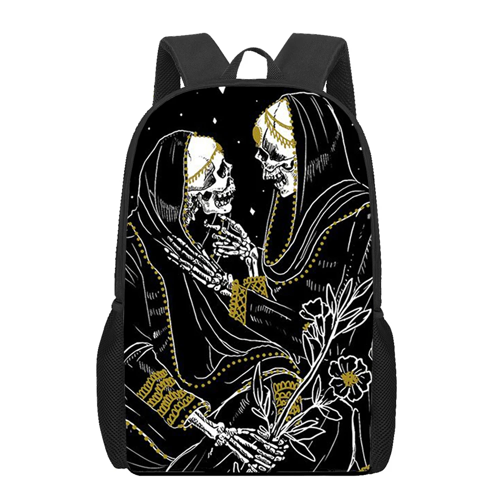 

Death Tarot Skull School Bags 3D Printed Book Bag 16 Inch Backpack for Teen Boys Men Double Shoulder Daypack Laptop Rucksack