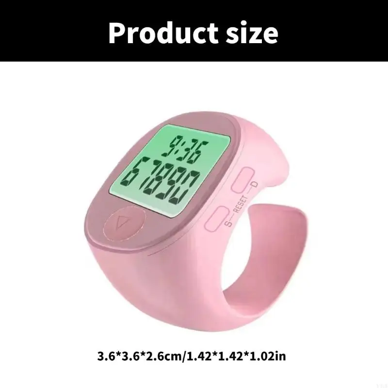Y4UE Portable Finger Rings Tally Counter con orologio integrato Display a 5 cifre per esercizi spirituali e rituale quotidiano