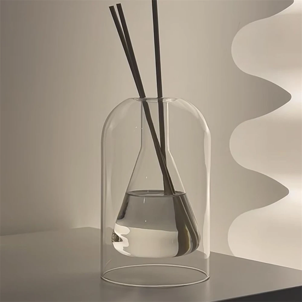 

Nordic Double Layer Glass Aromatherapy Bottles Aromatherapy Diffuser Home Desktop Decor Vase Hydroponic Plant Glass Container