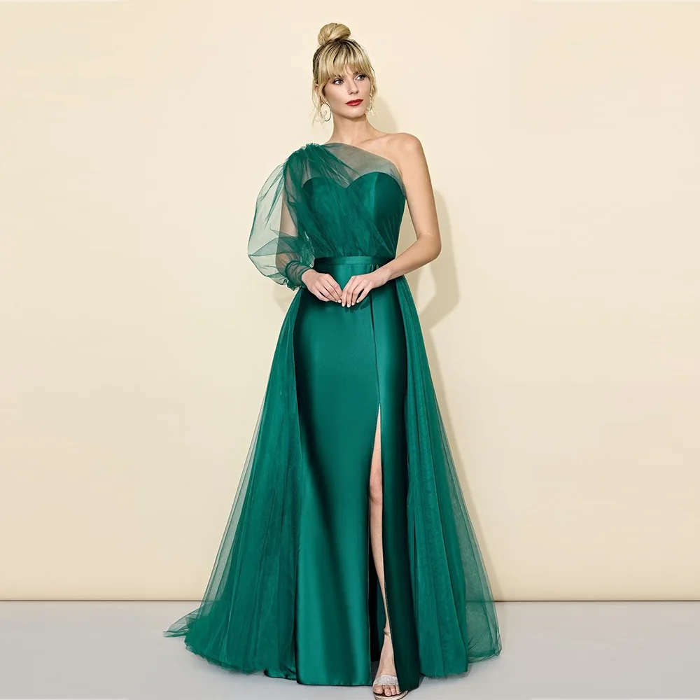 

Exquisite Wedding Guest Dresses 2023 A-line One-shoulder Mother of the Bride Dress Front Split Sexy Party Vestidos para Mujer