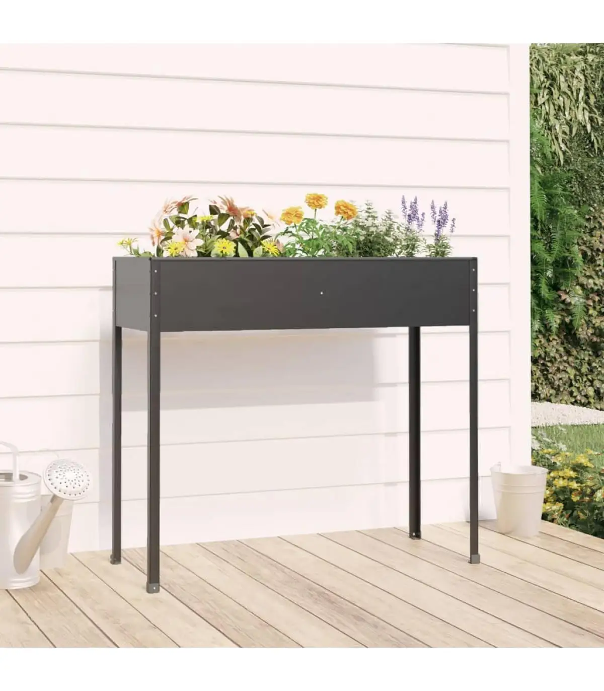 100,5x40,5x90 cm anthracite gray galvanized steel planter and planters