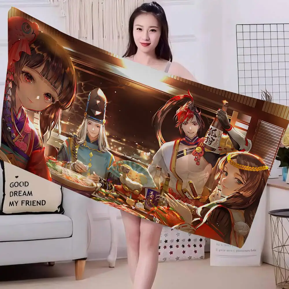 Mobile Game O-Onmyoji Microfiber Printed Beach Towel Mountain Climbing Yoga Beach Swimming Running Absorbent Soft Towel