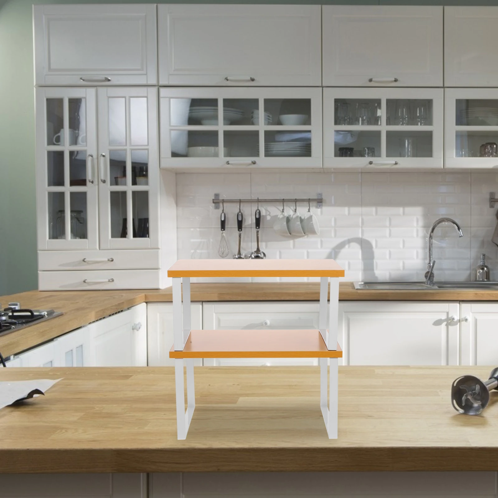 

2pcs Kitchen Storage Rack Wooden Desktop ganizer Multifunctional Shelves Spice Cabinet Pantry Counter Space Saving