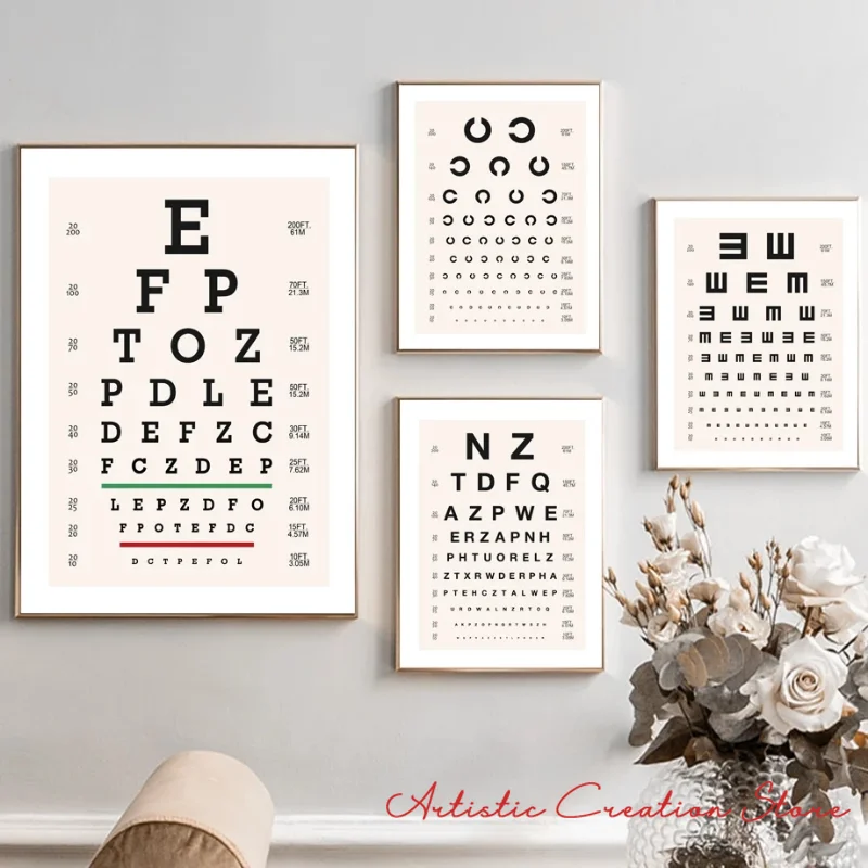 Tables Visual Acuity Eye Exam Chart Test Posters Prints Wall Art Canvas Painting Wall Pictures for Nordic Famil Hospital Decor