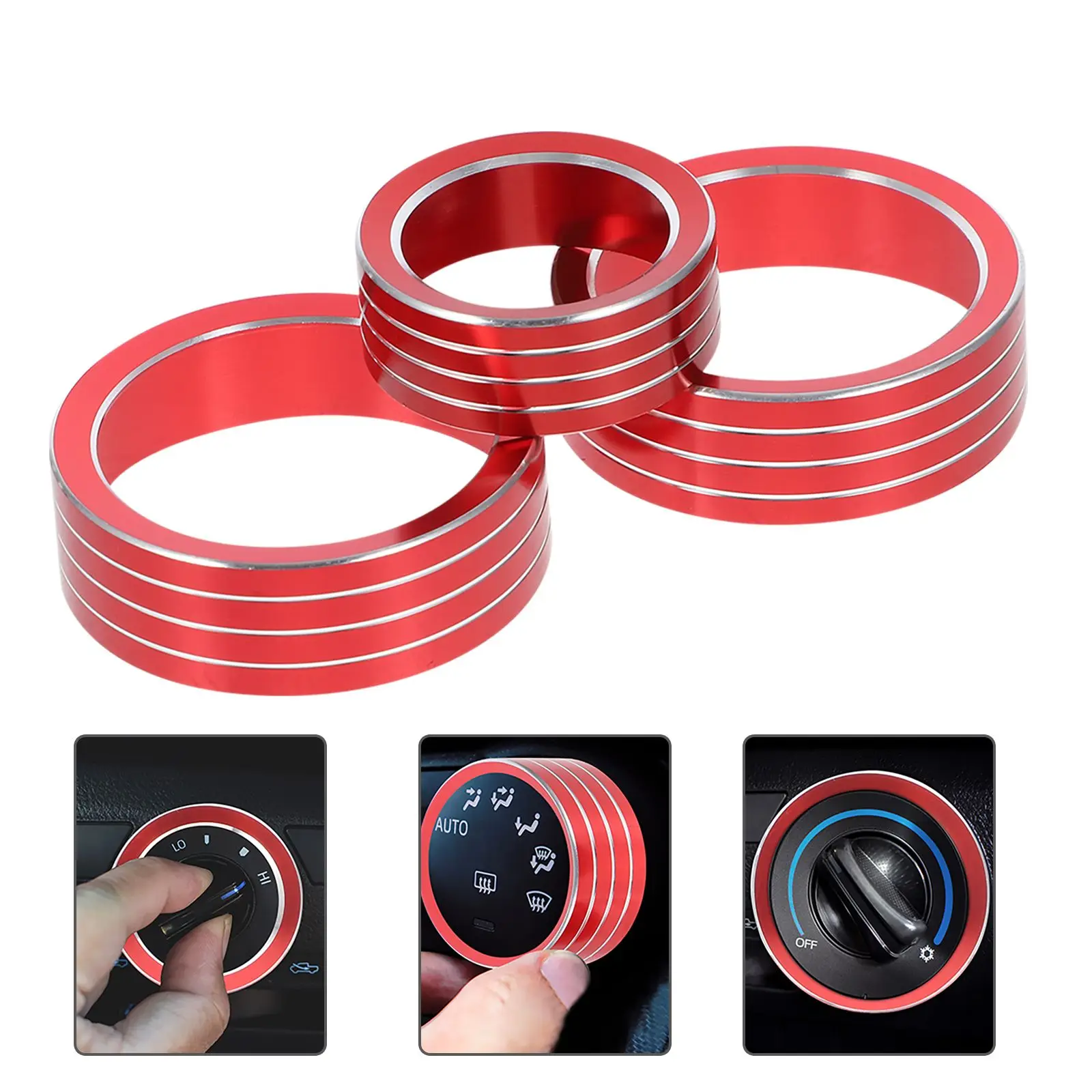 3 قطع غطاء مقبض مكيف الهواء ديكور السيارة الداخلي للنساء إكسسوارات الحلقة سبائك الألومنيوم