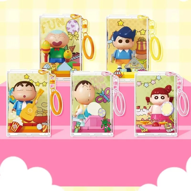 AREA-X Crayon Shin-chan Series Building Blocks Cute New Performance Show Assembling Models Cute and Fun Time Ornament Toys Gifts