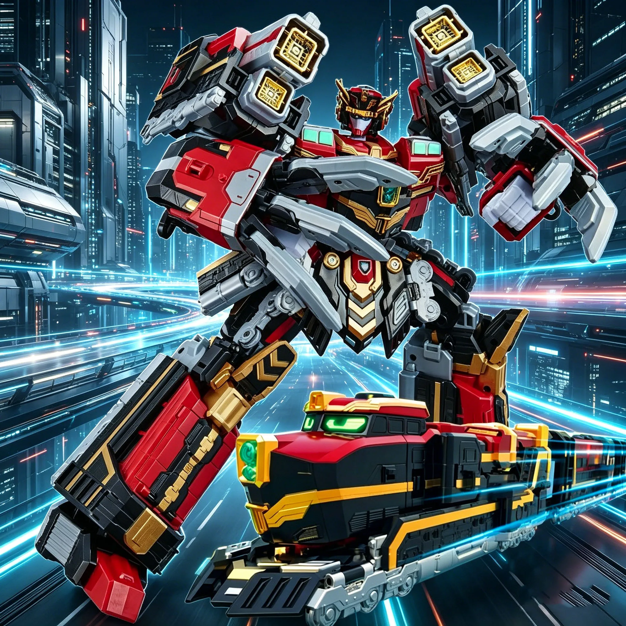 

Трансформируемая фигурка-робот Cardbot S BLASTRAIN: Дизельный поезд, самолет и гоночная машина — модель-трансформер, игрушка-подарок