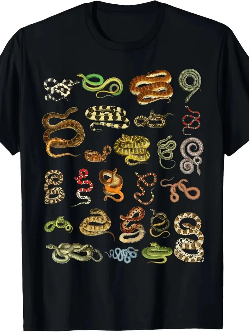 

2025 футболка со змеиным 3D принтом для мужчин, футболка большого размера с животным узором, летняя модная трендовая одежда в стиле хип-хоп, повседневные футболки с круглым вырезом