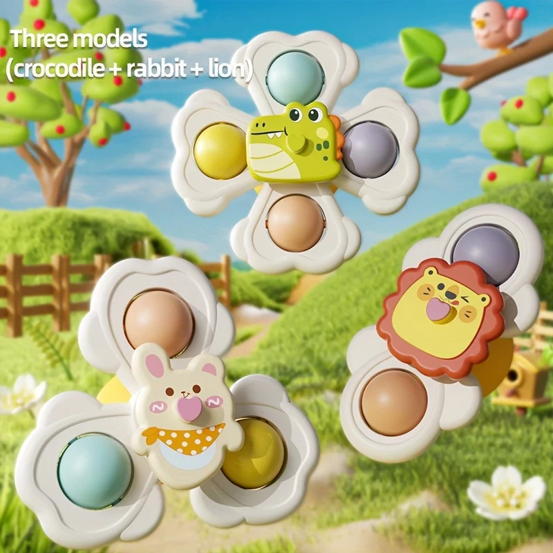 1/3/6 قطعة لعبة كأس الشفط الدوارة ، مناسبة لسطح المكتب والجدران الزجاجية والبلاط ، كوب شفط على شكل حيوانات كرتونية ملونة