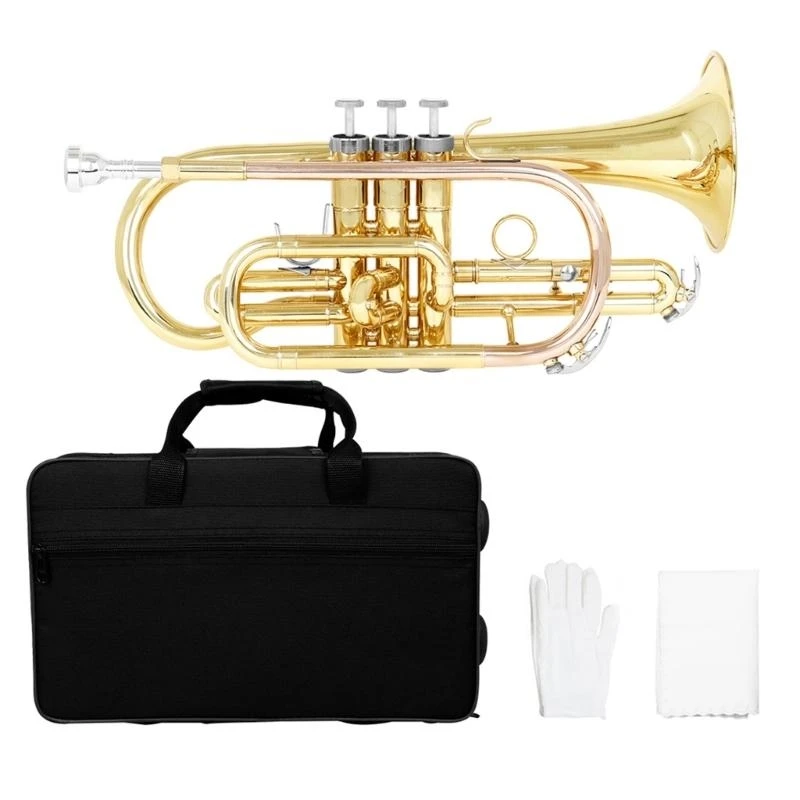

Student Brass Trumpet with Cleaning Cloth, Standard Trumpet Set for Beginner