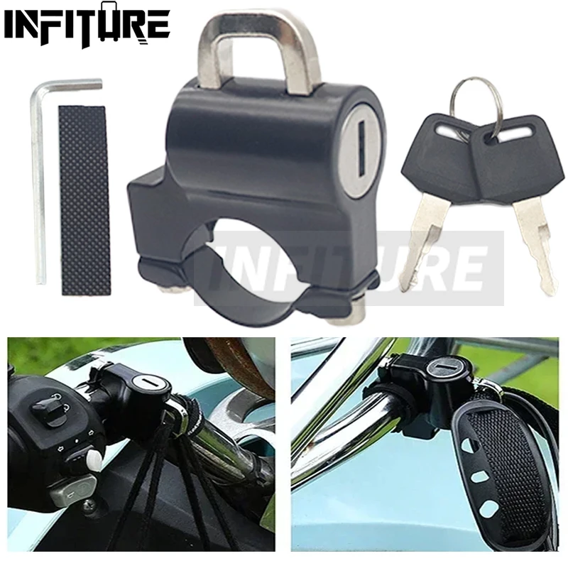 Anti-theft Helmet Lock Handlebar Mount Motorcycle Electric Motorbike Security Metal Multi-function Moto Lock Accessories