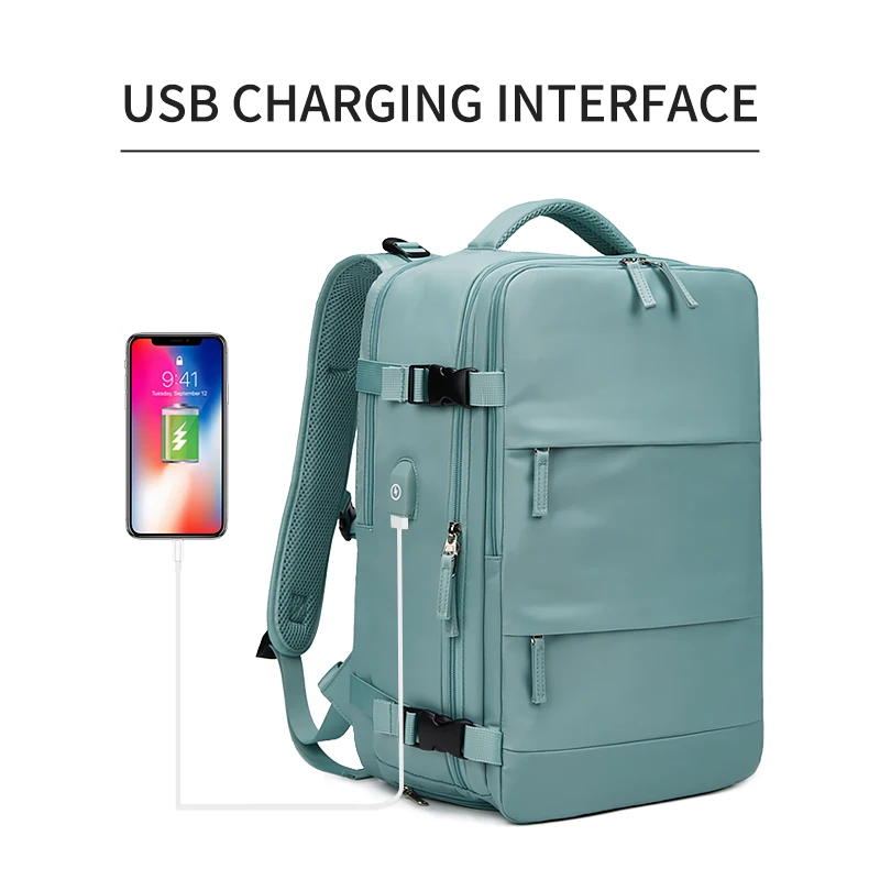 Women travel Backpack Teenage girl USB charging Business Laptop Backpack With shoe bag 15.6 inch waterproof school Backpack