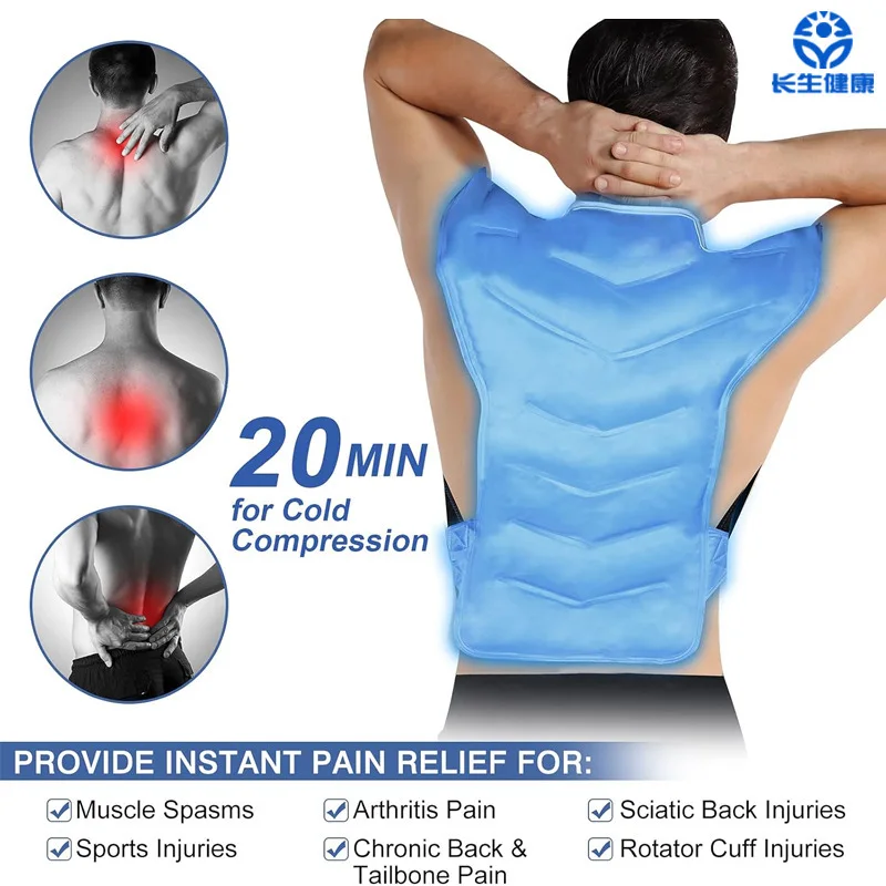 QX Cooling Pad,Large Reusable Hot Cold Gel Ice Pack Wrap for Shoulder Back Pain Relief Full Back Thermal Compression Therapy Pad