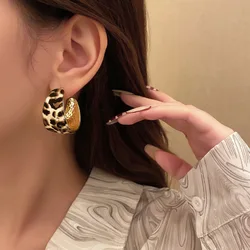 Korean Personality Resin Acrylic Hoop Earrings For Women New Fashion Leopard Print Earring Vacation Jewelry Daily Wearing Party