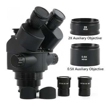 7X-45X 3.5X-90X Simul-Focal Trinocular Microscope Zoom Stereo Microscope Head 0.5x 2.0x 0.7x 1.5x 0.75x Pomocniczy obiektyw