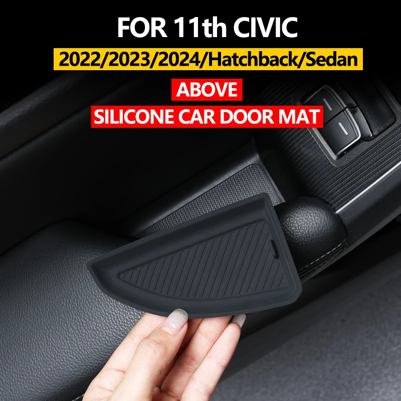 For 2022 2023 2024 11th Civic Sedan Si Type R Hatchback Hybrid, door handle anti slip pad, door groove pad, storage pad, black