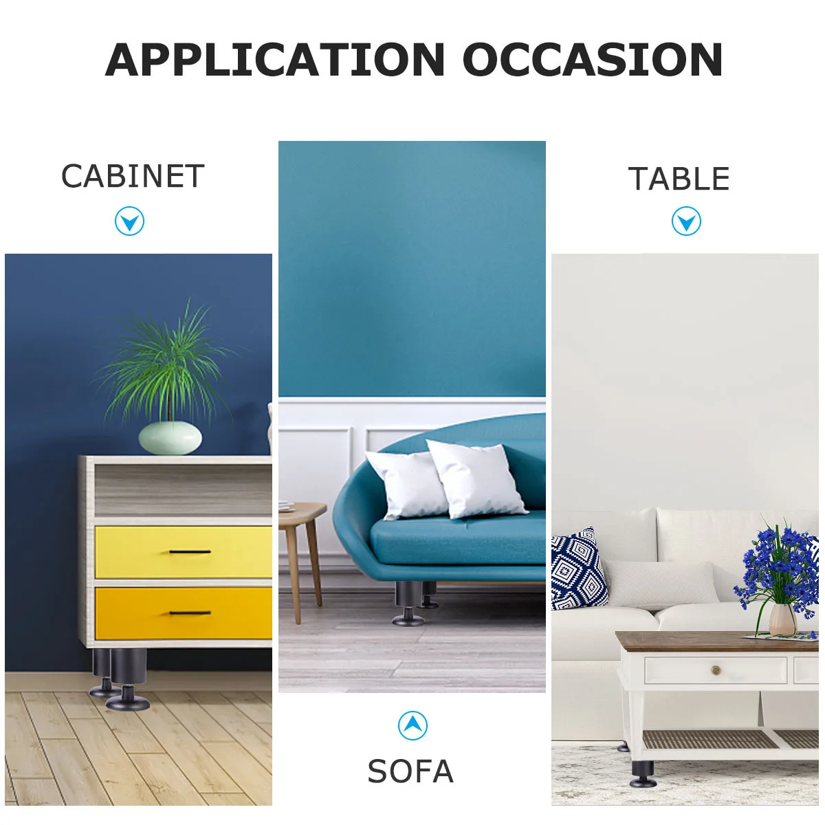 

4Pcs Black Stainless Steel Sofa Legs Adjustable Replacement Accessories Durable Furniture Table Desk Support Cabinet Legs