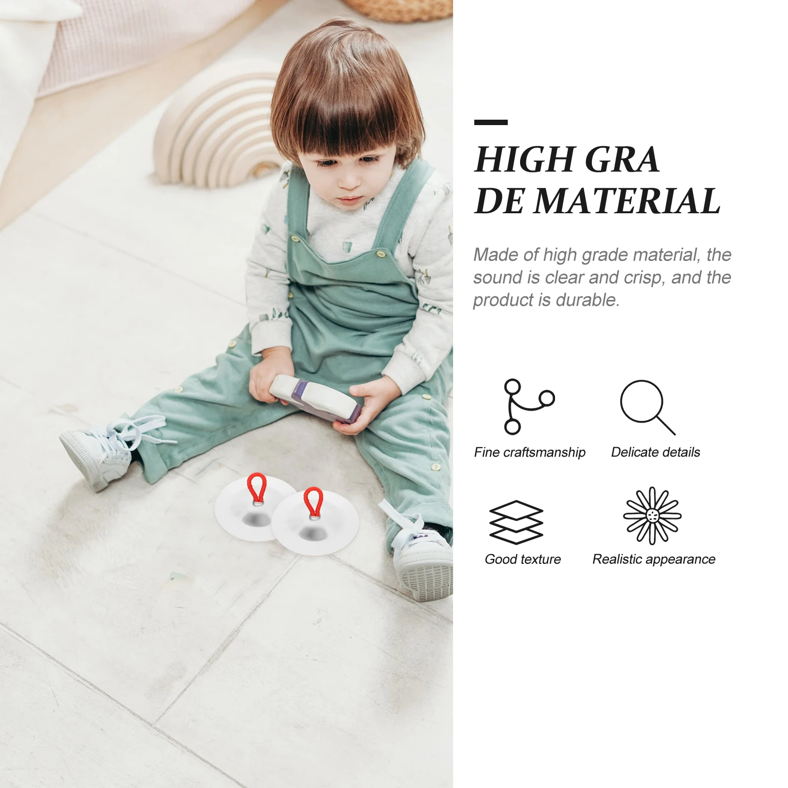 

5Pairs Kids Cymbals Instruments Meticulous Craft Safe Use Finger Cymbals for Children Music Literacy Training Professional