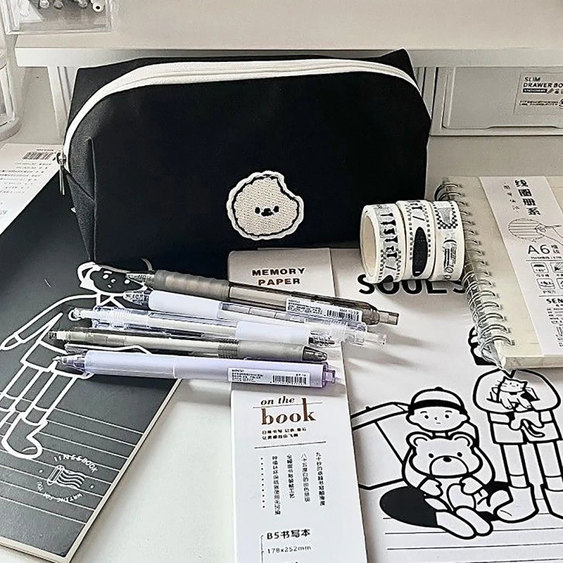 

Kawaii Stationery Canvas Makeup Bag Cute Dog Cosmetic Bag Large Capacity Pencilcase Travel Organizer School Supplies