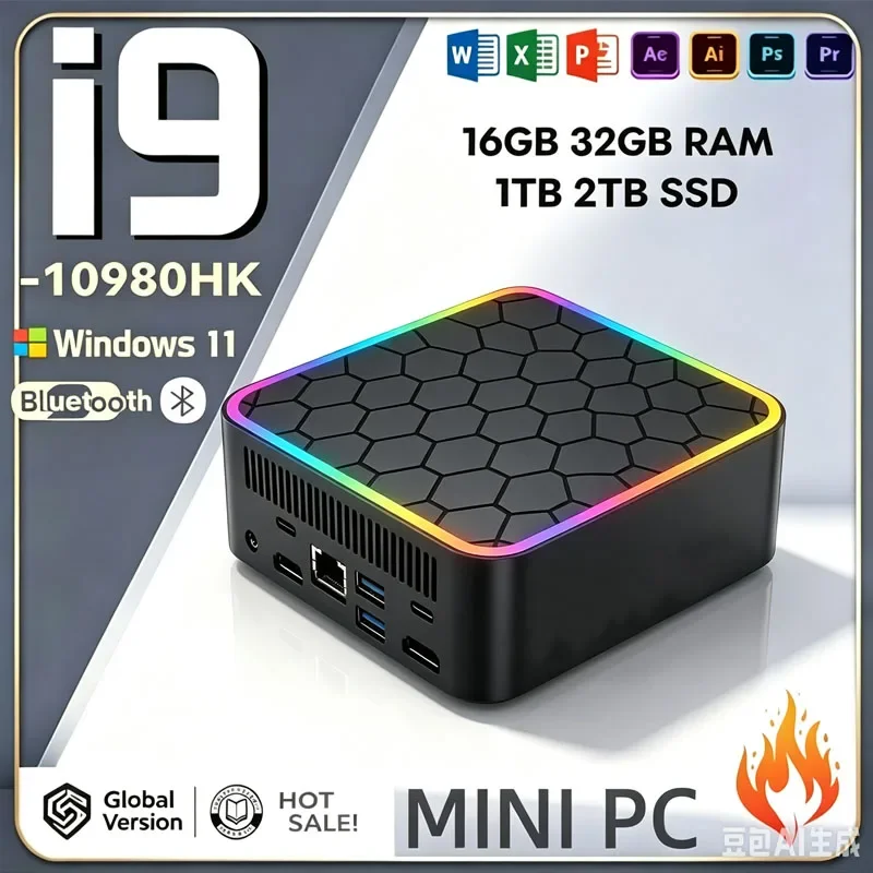 2026 Brand New Windows 11 Mini PC Intel Core I9 10980HK MINI PC 16GB 32GB DDR4 2048GB SSD WIFI 6 BT5.2 Gaming MINI PC