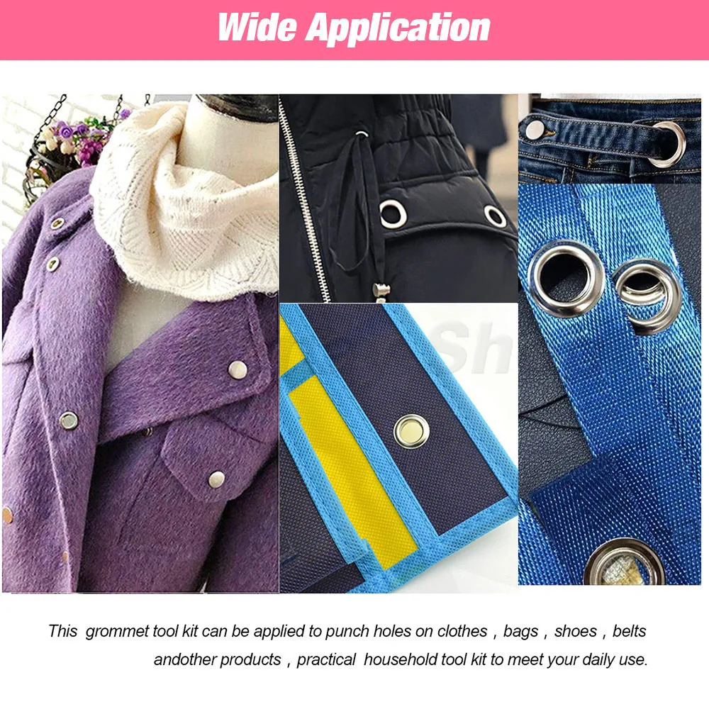 4mm/6mm/12mm Ösenzangen-Set mit 100 Ösen-Metallringen für DIY-Kappen, Taschen, Kleidung, Lederarbeiten, Schuhe, Gürtel – Detail 5